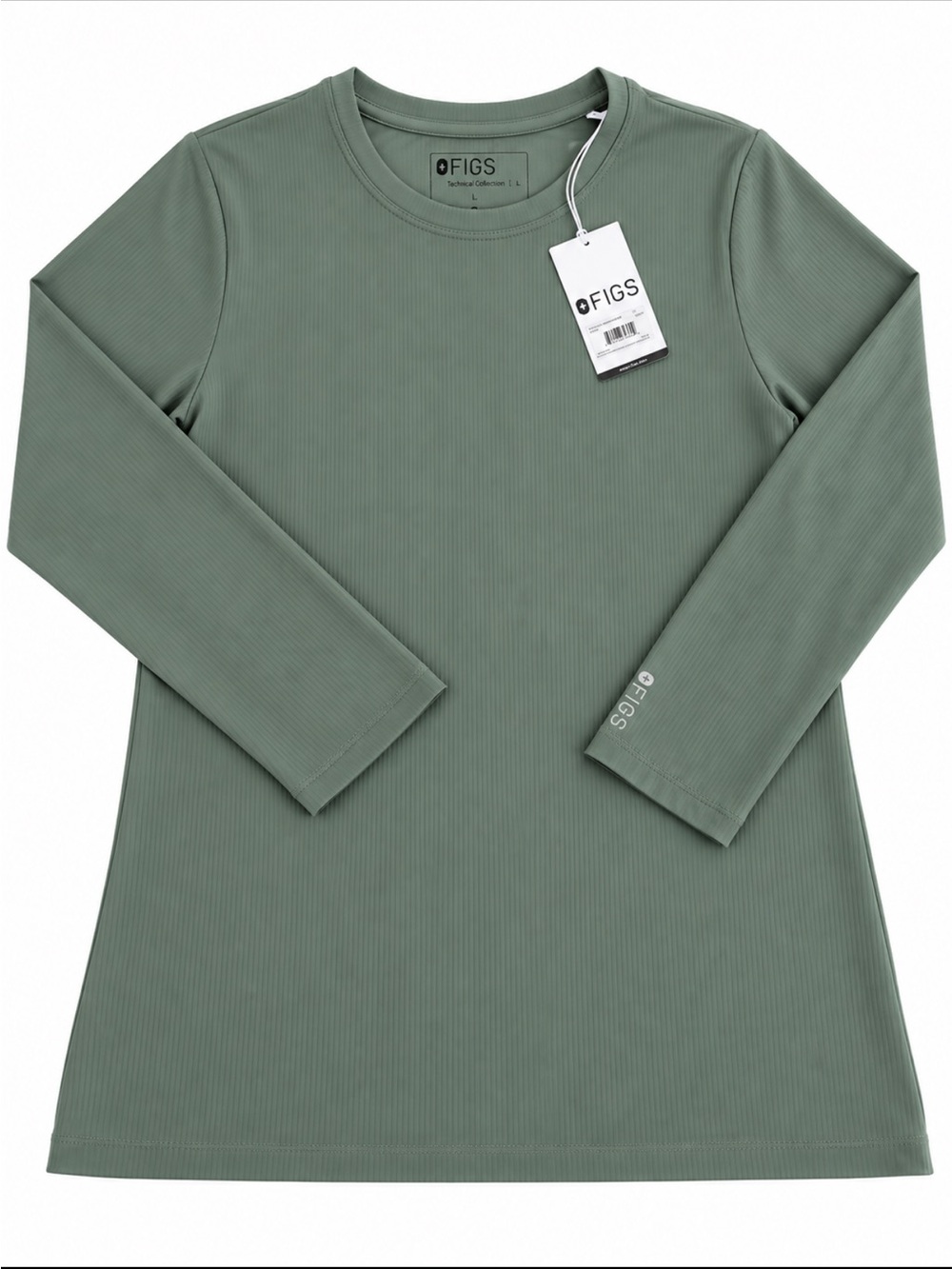 FIGS Long Sleeve Crew Top - Sage Green